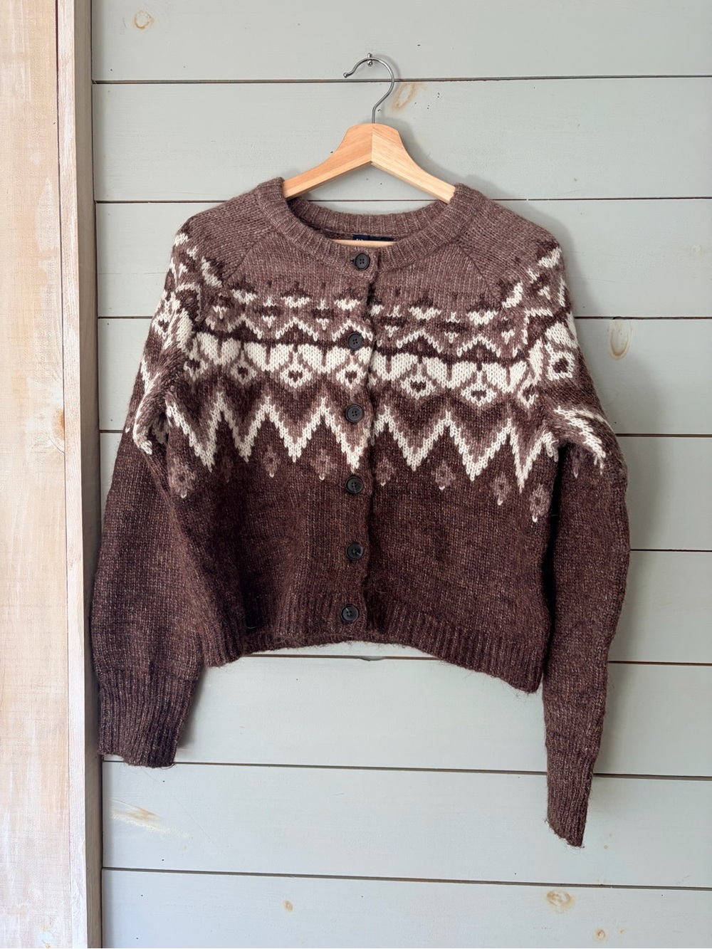 Gap Brown Fair Isle Button-Front Cardigan Size XS